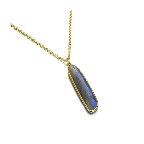 18K Vermeil Laboradorite Drop Pendant with Chain West and Company Auburn, NY