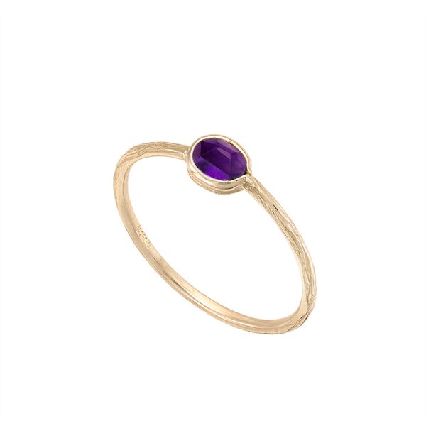 18K Vermeil Bezel Set Amethyst Stackable Ring West and Company Auburn, NY