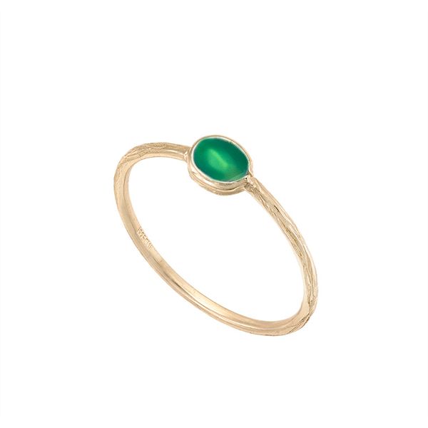 18K Vermeil Bezel Set Green Onyx Stackable Ring West and Company Auburn, NY