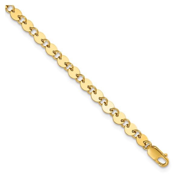 14K Yellow Gold Filled 4mm Round Sequin Disc Bracelet - Adjustable 6.5-7.5 Inches Image 2 West and Company Auburn, NY
