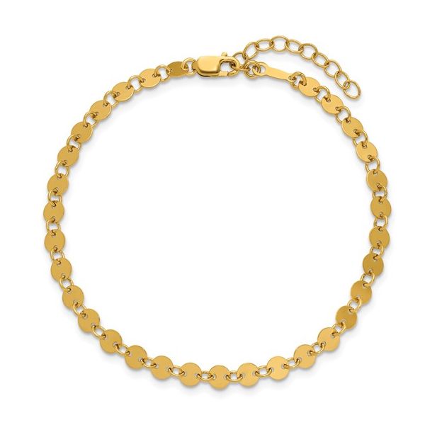14K Yellow Gold Filled 4mm Round Sequin Disc Bracelet - Adjustable 6.5-7.5 Inches West and Company Auburn, NY