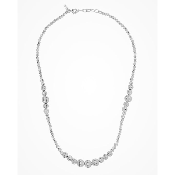 Sterling Silver Diamond Cut Graduated Beaded Necklace with Lobster Claw Clasp West and Company Auburn, NY