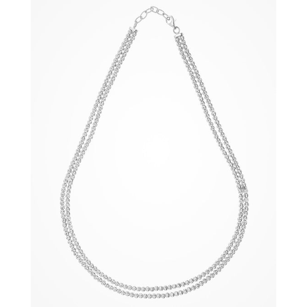 Sterling Silver Double Row Diamond Cut Beaded Neckace with Lobster Claw Clasp West and Company Auburn, NY