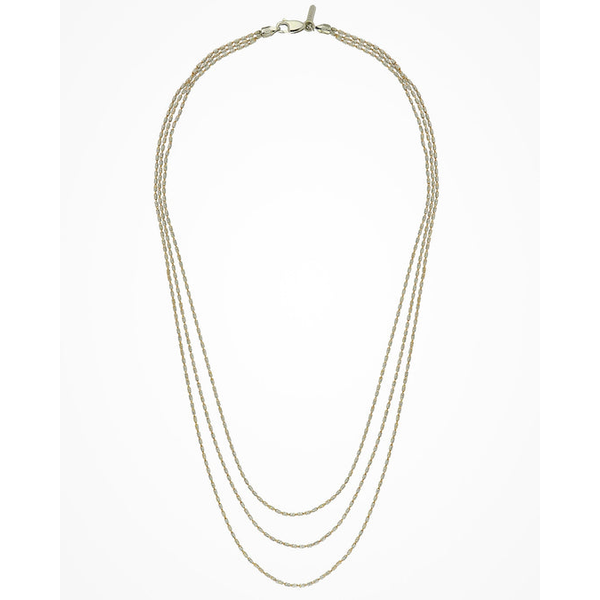 Sterling Silver and 14K Gold Plated Triple Strand Diamond Cut Cylindrical Bead Neckalce- 16 Inches West and Company Auburn, NY