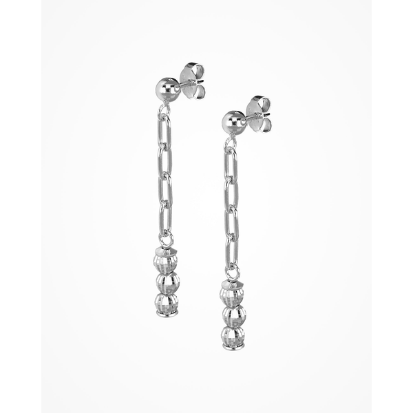 Sterling Silver Paperclip and Diamond Cut Bead Dangle Earrings West and Company Auburn, NY