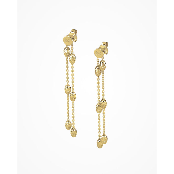 Gold Plated Sterling Silve Double Row Diamond Cut Bead Dangle Earrings West and Company Auburn, NY