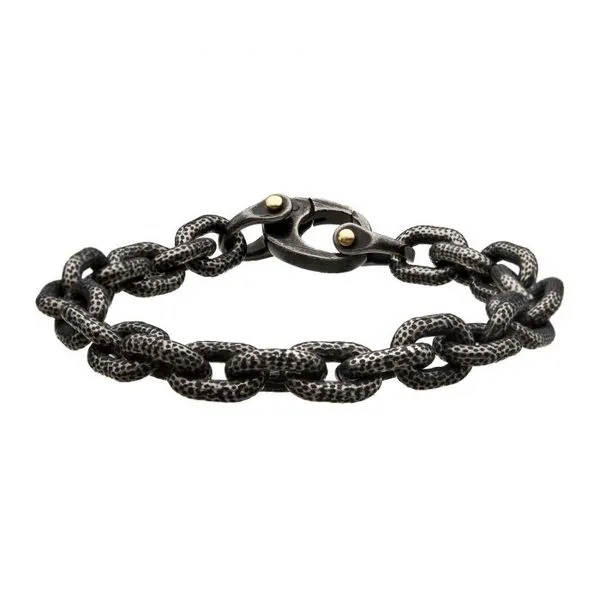 Stainless Steel Antiqued Gun Metal Curb Link Chain with Lobster Clasp Bracelet West and Company Auburn, NY