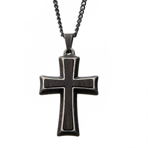 Stainless Steel with Antiqued Finish Cross Pendant with 24-Inch Curb Chain West and Company Auburn, NY