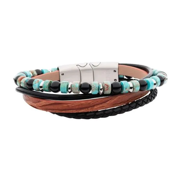 Leather, Onyx and Green Emperor Stone Multi-Strand Bracelet West and Company Auburn, NY