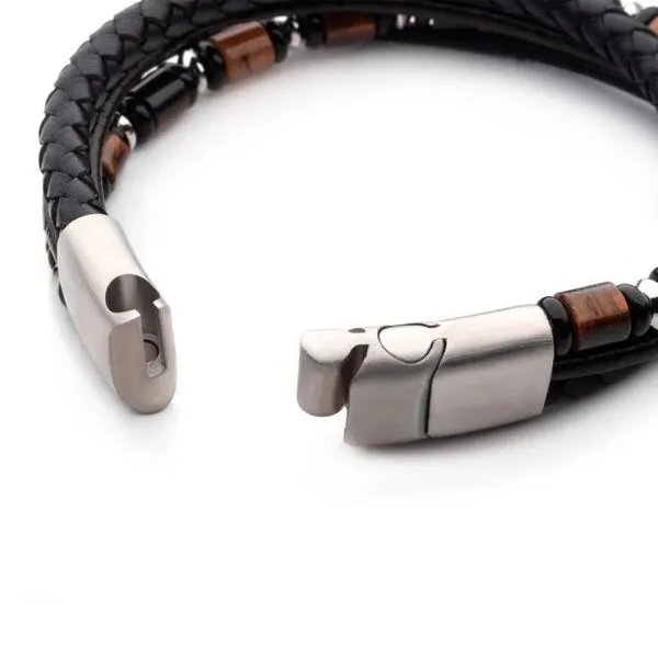 Leather, Onyx and Tiger's Eye Multi-Strand Bracelet Image 3 West and Company Auburn, NY