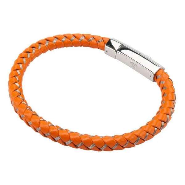 Orange Woven Leather and Steel Bracelet West and Company Auburn, NY