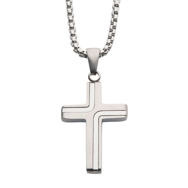 Steel Cross Drop Pendant with 22 in Round Box Chain West and Company Auburn, NY