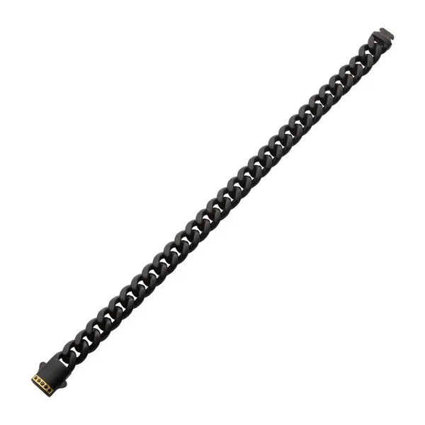 Black Steel Miami Cuban Bracelet with Black Sapphire Accents Image 2 West and Company Auburn, NY