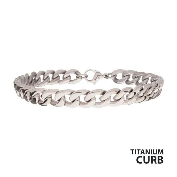 7.4mm Titanium Curb Chain Bracelet with Lobster Clasp - 8.5  IN West and Company Auburn, NY