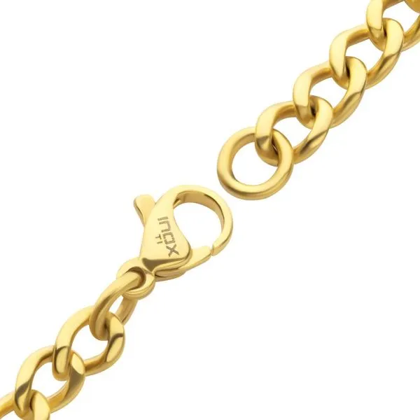 4.35mm 18K Gold IP Titanium Flat Curb Chain Bracelet with Lobster Clasp -7.5 IN Image 3 West and Company Auburn, NY