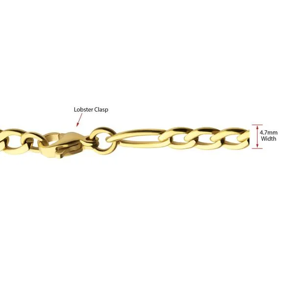 4.7mm 18K Gold IP Titanium Figaro Chain Necklace with Lobster Clasp -22IN Image 3 West and Company Auburn, NY