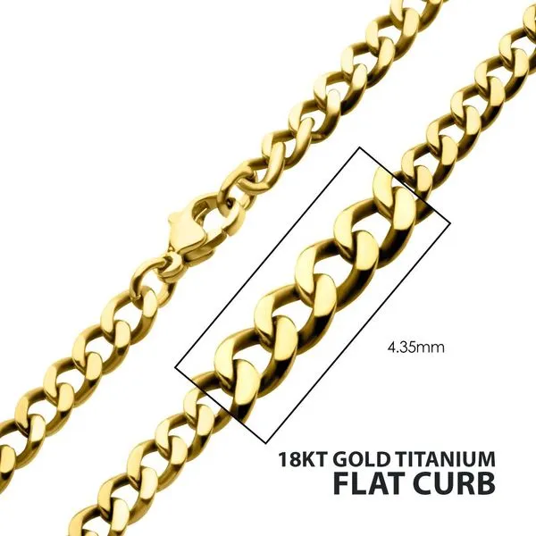 4.35mm 18K Gold IP Titanium Flat Curb Chain Necklace with Lobster Clasp -24N West and Company Auburn, NY