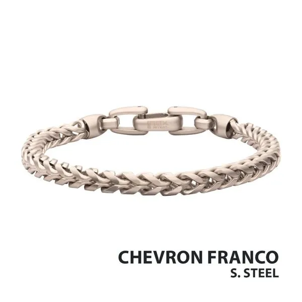 5mm Stainless Steel Sandblast Franco Chain Bracelet - 8IN Image 2 West and Company Auburn, NY