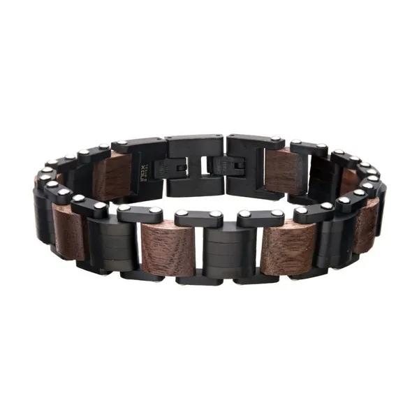 Stainless steel with Walnut Link Bracelet West and Company Auburn, NY