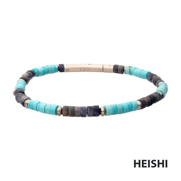 Azure Voyager (Turquoise / Sodalite) Heishi Bead Bracelet 8.25IN Image 2 West and Company Auburn, NY