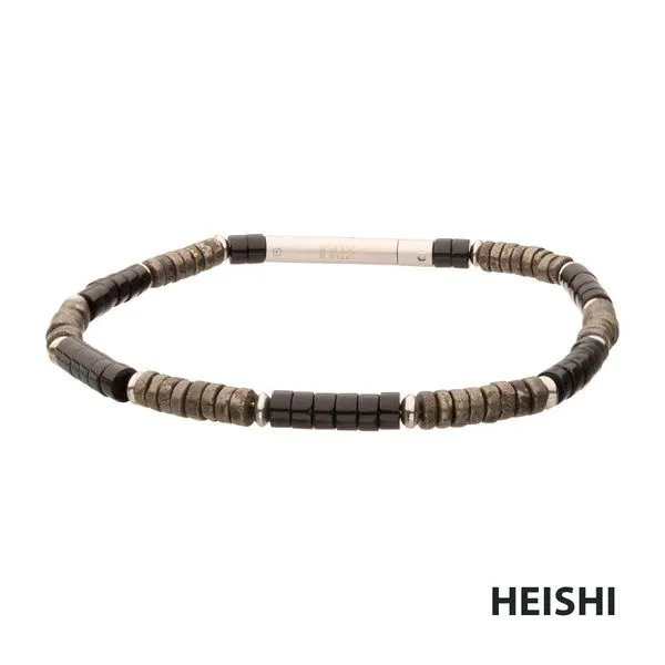 Shadow Wolf (Onyx / Pyrite) Heishi Bead Bracelet Image 3 West and Company Auburn, NY