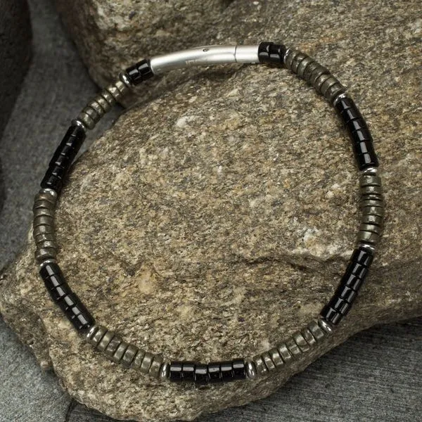 Shadow Wolf (Onyx / Pyrite) Heishi Bead Bracelet West and Company Auburn, NY