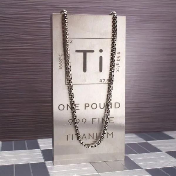 3mm Titanium Box Chain Necklace with Lobster Clasp 22 Inches West and Company Auburn, NY