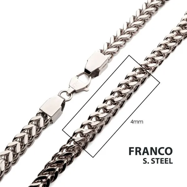 Stainless Steel 4mm Franco Chain Necklace -24 Inches Image 3 West and Company Auburn, NY