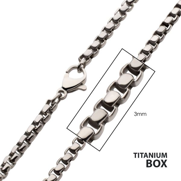 3mm Titanium Box Chain Necklace with Lobster Clasp- 24 IN Image 3 West and Company Auburn, NY