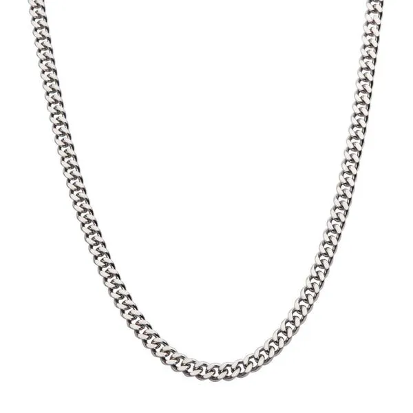 Stainless Steel 4mm Diamond Cut Curb Chain Necklace- 20IN Image 2 West and Company Auburn, NY