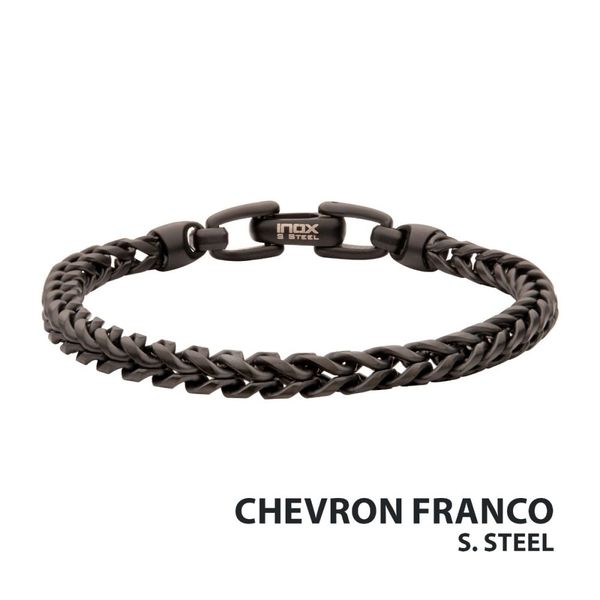 5mm Black IP Steel Sandblast Franco Chain with Lobster Clasp Bracelet Image 2 West and Company Auburn, NY