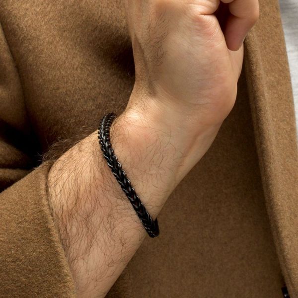 5mm Black IP Steel Sandblast Franco Chain with Lobster Clasp Bracelet West and Company Auburn, NY