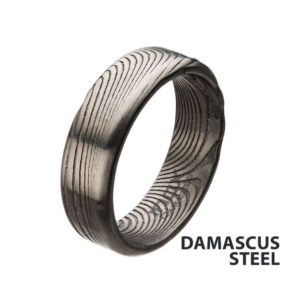 7mm Matte Finish Damascus Steel Band Ring In Size 10 West and Company Auburn, NY