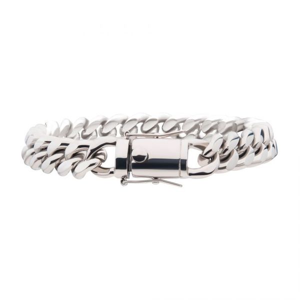 Stainless Steel 10mm Miami Cuban Chain with Box Clasp Bracelet Image 2 West and Company Auburn, NY