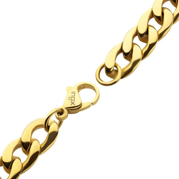 7.4mm 18KT Gold IP Titanium Curb Chain Bracelet with Lobster Clasp. 7.5 Inches in Length Image 3 West and Company Auburn, NY