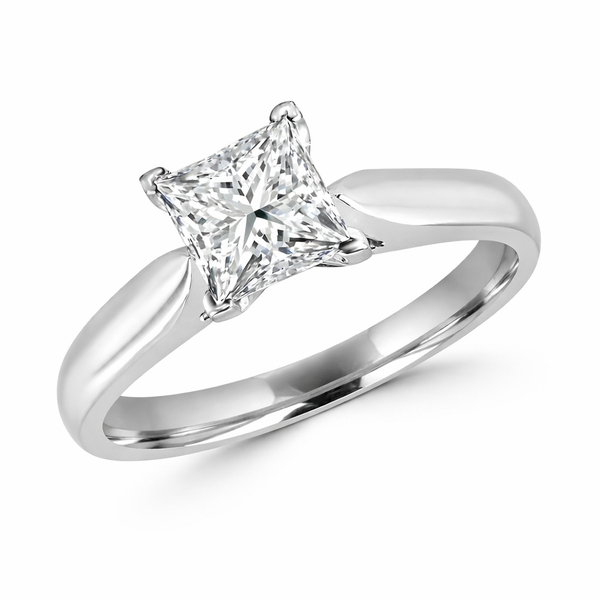 1ct Princess Cut Diamond Solitaire Engagement Ring in White Gold | Classic 4-Prong Ring (SI2/H) Whidby Jewelers Madison, GA