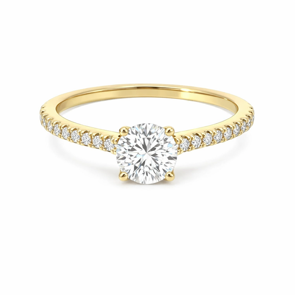 Round Diamond Engagement Ring in 14K Yellow Gold | Pavé Diamond Solitaire Ring Whidby Jewelers Madison, GA