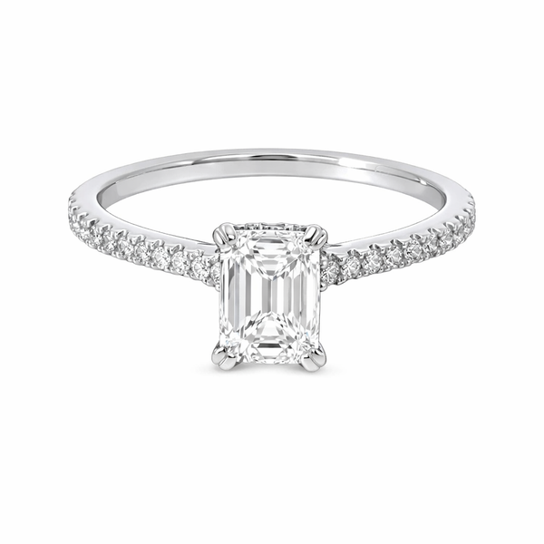 Radiant Cut Diamond Engagement Ring in 14K White Gold | Pavé Diamond Solitaire Ring Whidby Jewelers Madison, GA