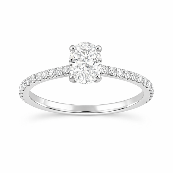 Oval Cut Diamond Engagement Ring in 14K White Gold | Pavé Diamond Solitaire Ring Whidby Jewelers Madison, GA
