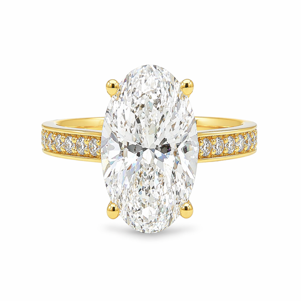 Oval Cut Lab Grown Diamond Ring with Pavé Band in 14kt Yellow Gold Whidby Jewelers Madison, GA