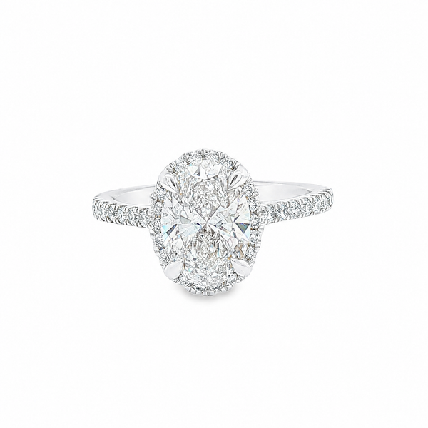 Oval Lab Grown Diamond Halo Engagement Ring in White Gold Whidby Jewelers Madison, GA