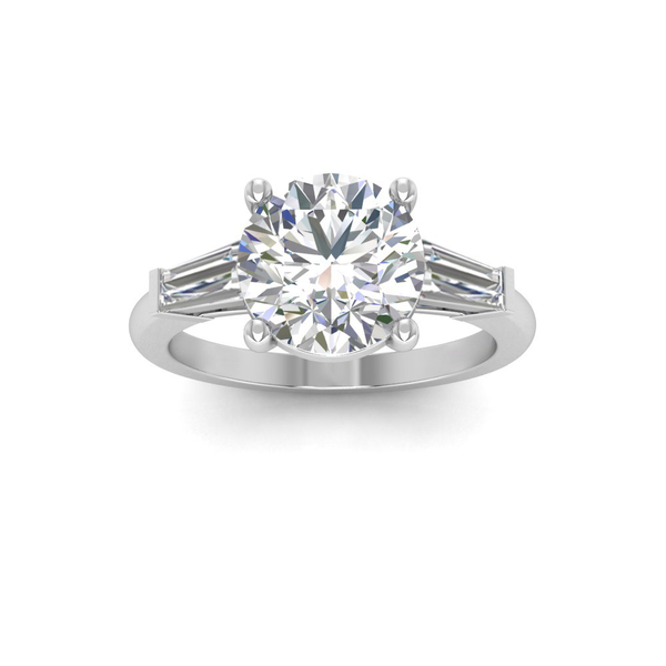 3.64 TWT Lab Grown Round & Baguette Diamond Three-Stone Engagement Ring in 14KT White Gold Whidby Jewelers Madison, GA