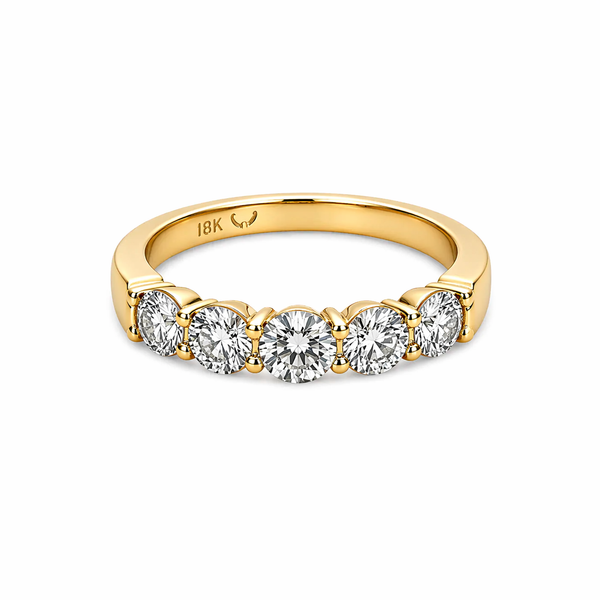 1.25ct Five Stone Diamond Wedding Band in 14K Yellow Gold | Round Diamond Anniversary Ring Whidby Jewelers Madison, GA