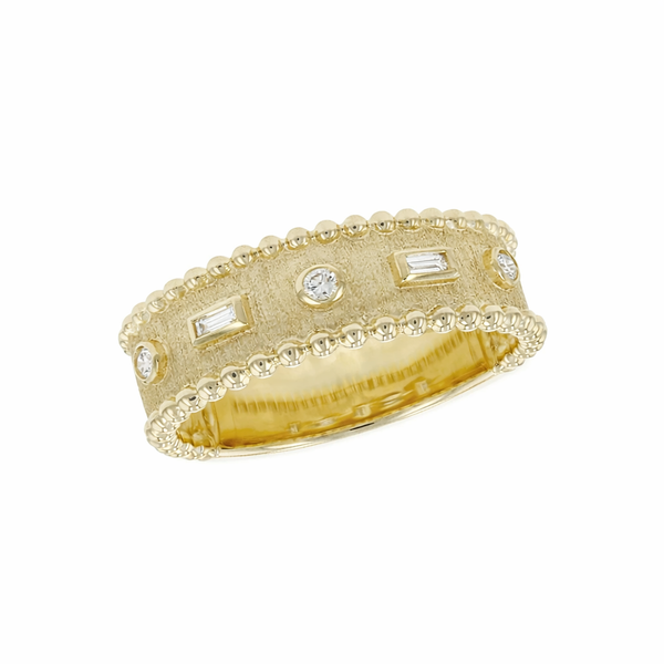 14K Yellow Gold Diamond Fashion Ring | Textured Gold Diamond Band Whidby Jewelers Madison, GA