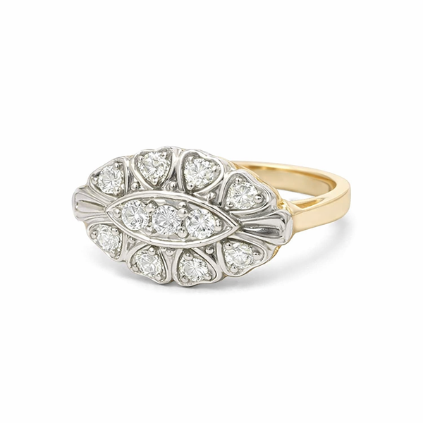 10K Two-Tone Gold Vintage Style Diamond Fashion Ring | Yellow & White Gold Diamond Ring Whidby Jewelers Madison, GA