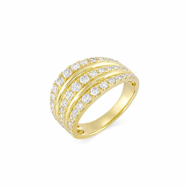 14K Yellow Gold Multi Row Diamond Fashion Ring | Wide Diamond Band Whidby Jewelers Madison, GA