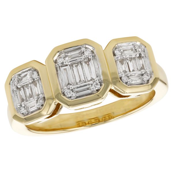 14kt Yellow Gold Bezel Set 3-Stone Baguette Diamond Ring Whidby Jewelers Madison, GA