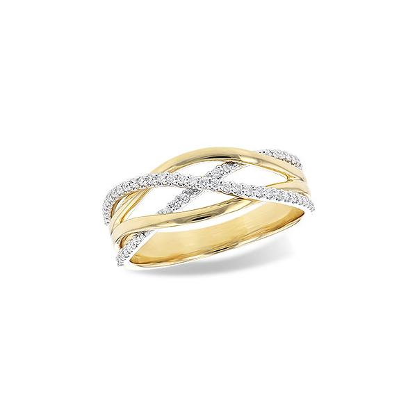 14KT Yellow and White Gold Diamond Crisscross Fashion Ring Whidby Jewelers Madison, GA