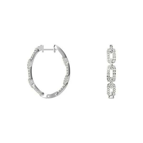 White 14Kt Oval Link Hoop Diamond Earrings Whidby Jewelers Madison, GA