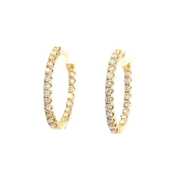 Yellow 14Kt Oval Inside Out Hoop Diamond Earrings Whidby Jewelers Madison, GA